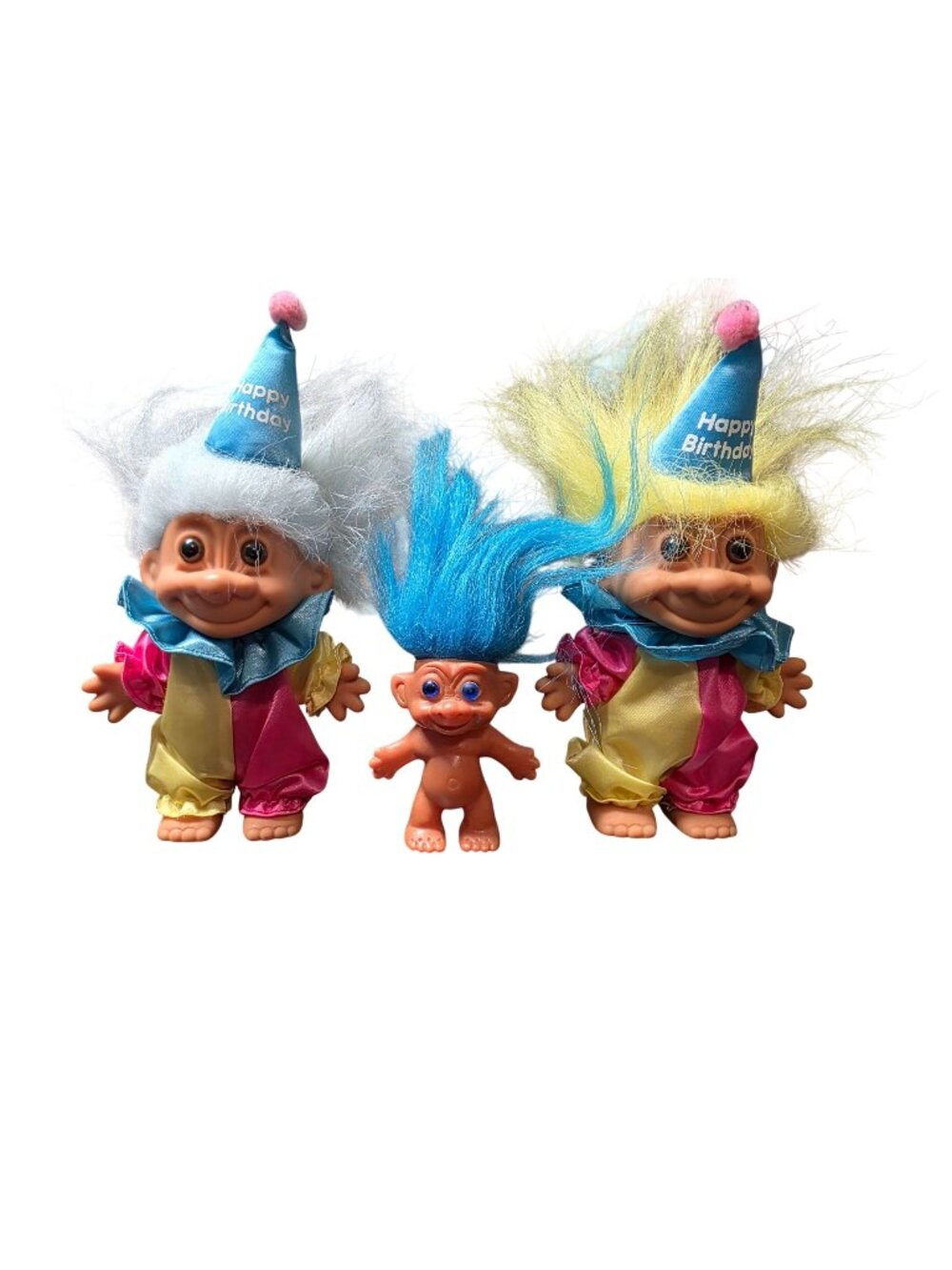 Vintage Russ Berrie Troll Dolls Clown Happy Birthday Themed